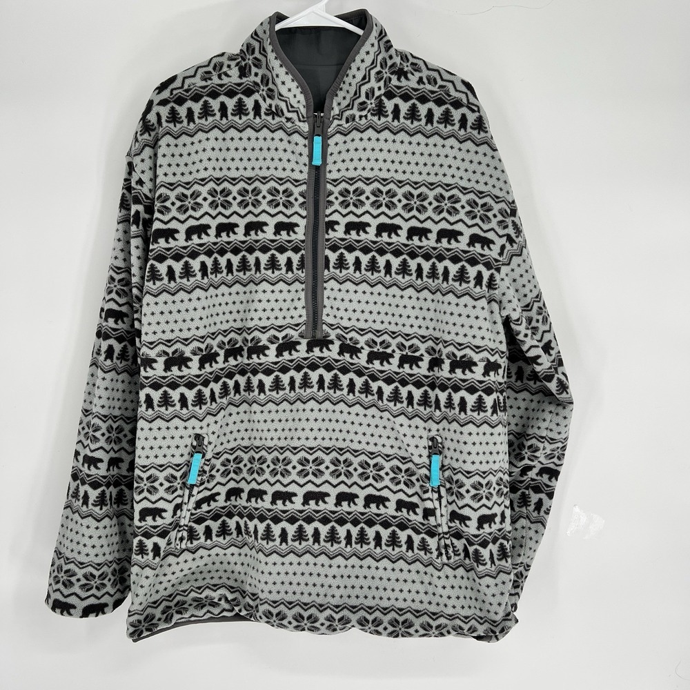Chubbies The Bear Hug‎ Reversible Jacket  Fleece Half Zip Pullover Size Large